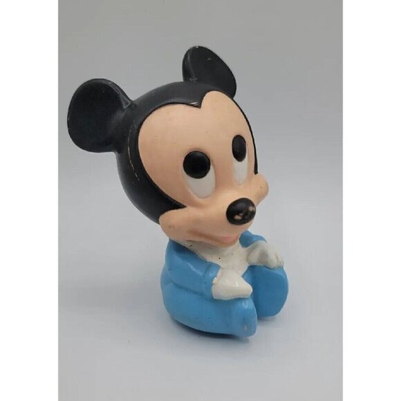 Vintage 1984 Mickey Baby Mouse Rubber Squeak Toy Walt Disney 4.5" Collectible - Picture 1 of 12